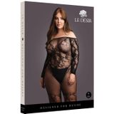 Shots - Le Désir DES057BLKOSX - Bodystocking with Off-Shoulder Long Sleeves - OSX - Black OSX