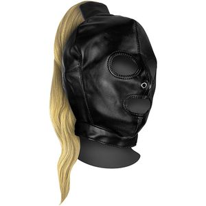 Mask with Blonde Ponytail - Black