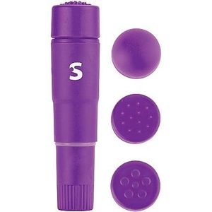 Neon by Pipedream Shots Toys - Fourplay vibrator met 4 verschillende opzetstukken - 10 cm lang - violet
