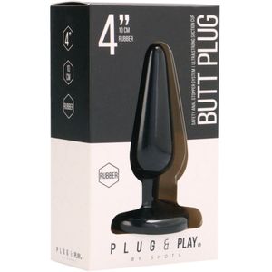 Plug & Play Rubberen Butt Plug met Zuignap  Basic - 10 cm - Zwart