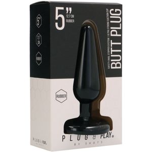 Plug & Play Rubberen Butt Plug met Zuignap  Basic - 12,7 cm - Zwart