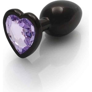 Shots - Ouch! OU811GUN - Heart Gem Butt Plug - Small - Gunmetal / Amethyst Purple