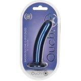 Gladde G-spot dildo met zuignap 14.5 cm - Metallic Blue