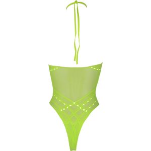 Glow in the Dark Body met halterhals - Groen