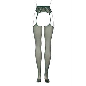 Shots - Le Désir DES051GRNOS - Fishnet/Lace Garter Stockings - One Size - Midnight Green XS - XL