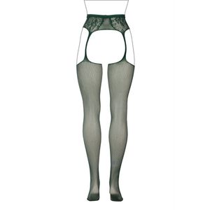 Shots - Le Désir DES051GRNOSX - Fishnet/Lace Garter Stockings - Queen Size - Midnight Green XL - XXXXL