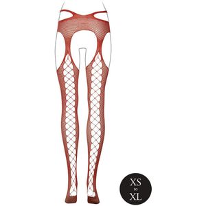 Shots - Le Désir DES055REDOS - Suspender Pantyhose Strappy Waist - One Size - Sunset Glow XS - XL
