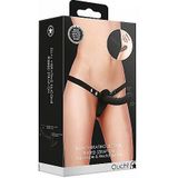 Dual Vibrating Silicone Ribbed Strap-On Adjustable - Black