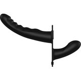 Dual Vibrating Silicone Ribbed Strap-On Adjustable - Black