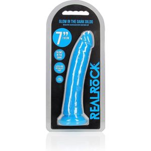 REALROCK - dildo - 7 inch - met zuignap - glow in the dark - blauw
