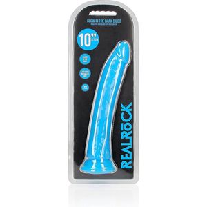 REALROCK - 10 inch - dildo - ribbels - glow in the dark - zuignap - blauw