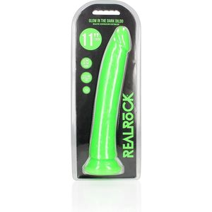 REALROCK - 11 inch - dildo - glow in the dark - ribbels - zuignap - groen