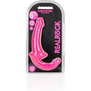 REALROCK - strapless strap-on - 6 inch - glow in the dark - roze