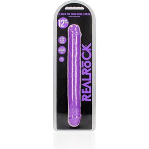 REALROCK - 12 inch - double dong - ribbels - glow in the dark - realistisch - paars