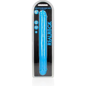 REALROCK - 15 inch - double dong - ribbels - glow in the dark - blauw