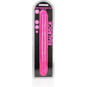 REALROCK - 15 INCH - double dong - ribbels - glow in the dark - roze