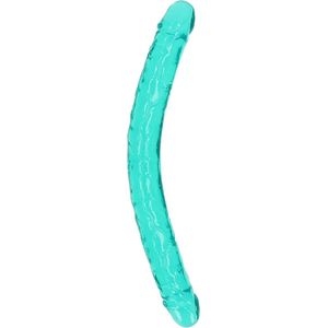 REALROCK - dubbele dong - 18 inch - ribbel - turquoise