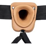 Shots - RealRock Vibrerende Holle Strap-On met Ballen - 18 cm Tan