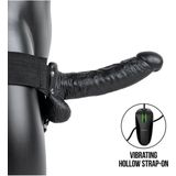 Shots - RealRock Vibrerende Holle Strap-On met Ballen - 18 cm Black