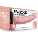 Shots - RealRock REA134FLE - Vibrating Hollow Strap-on With Balls - 9'' / 23 cm - Flesh