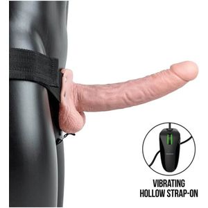 Shots - RealRock REA134FLE - Vibrating Hollow Strap-on With Balls - 9'' / 23 cm - Flesh