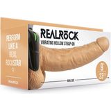 Vibrating Hollow Strap-on With Balls - 9'' / 23 cm - Tan