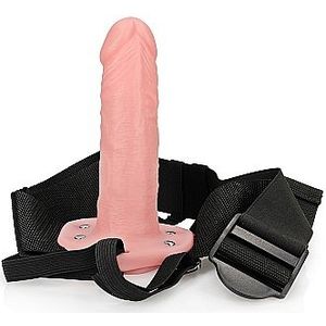 Shots - RealRock Holle Strap-On zonder Ballen - 15,5 cm flesh