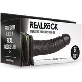 Shots - RealRock Vibrerende Holle Strap-On zonder Ballen - 15,5 cm black