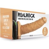 Shots - RealRock Vibrerende Holle Strap-On zonder Ballen - 20,5 cm tan
