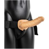 Shots - RealRock Vibrerende Holle Strap-On zonder Ballen - 20,5 cm tan