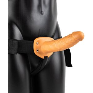 Shots - RealRock Vibrerende Holle Strap-On zonder Ballen - 20,5 cm tan