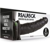 Shots - RealRock Vibrerende Holle Strap-On zonder Ballen - 20,5 cm black