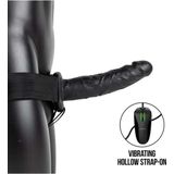 Shots - RealRock Vibrerende Holle Strap-On zonder Ballen - 20,5 cm black