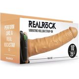 Shots - RealRock Vibrerende Holle Strap-On zonder Ballen - 24,5 cm tan