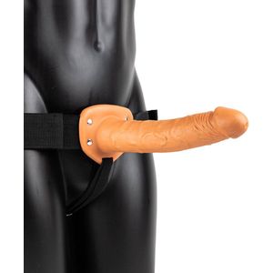 Shots - RealRock Vibrerende Holle Strap-On zonder Ballen - 24,5 cm tan