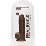 Real Rock - Silicone Dildo met Ballen 21.6 cm - Bruin
