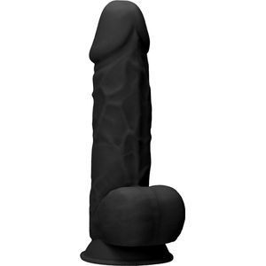 Silicone Dildo With Balls - Black - 21.6 cm