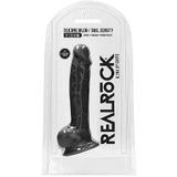 Real Rock - Silicone Dildo met Ballen - Zwart - 22.8 cm