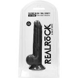 Real Rock - Silicone Dildo met Ballen - Zwart - 24 cm