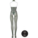 Shots - Le Désir DES026GRNOS - Fishnet And Lace Bodystocking - One Size - Midnight Green XS - XL