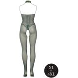 Fishnet and Lace Bodystocking - Queen Size - Midnight Green