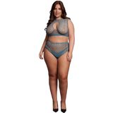 Shots - Le Désir DES027BLUOSX - Duo Net Key-Hole Bra Set - Queen Size - Ocean Deep XL - XXXXL