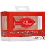 Diamond Heart Butt Plug - Regular - Red