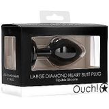 Diamond Heart Butt Plug - Large - Black