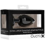 Diamond Heart Butt Plug - Extra Large - Black