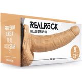 Shots - RealRock Holle Strap-On met Ballen - 23 cm tan