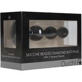 Shots - Ouch! Silicone Beaded Diamond Butt Plug Black