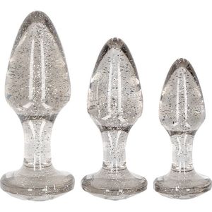 Acrylic Silverchip Butt Plug Set - Silver
