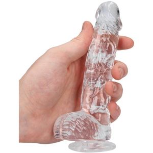 RealRock realistische dildo met scrotum - 15 cm - transparant