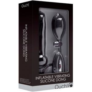 Inflatable Vibrating Silicone Dong - Black